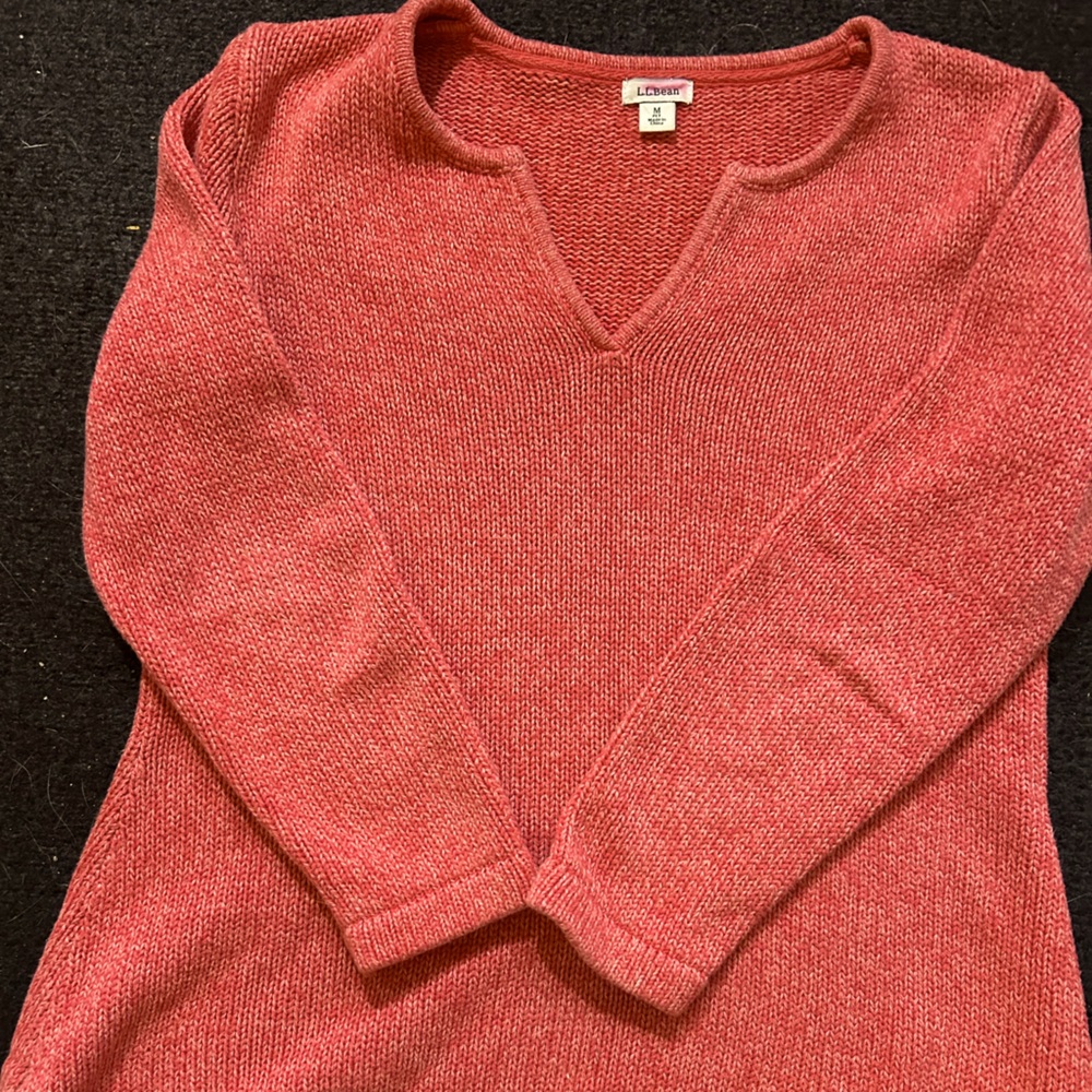 LL Bean Sweater, side slits, 3/4 length sleeve